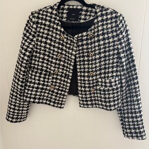 Zara Black and White Houndstooth Blazer